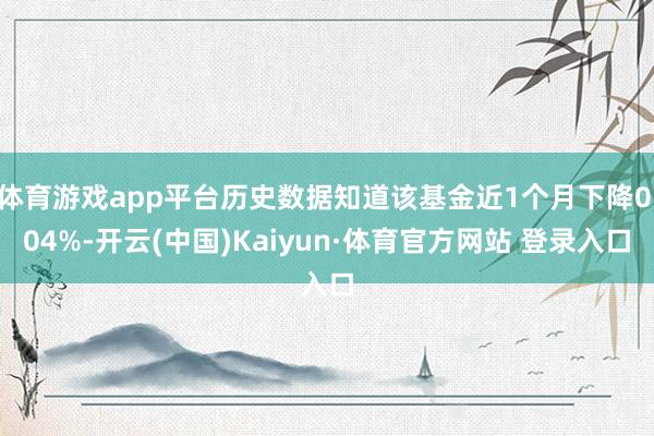 體育游戲app平臺(tái)歷史數(shù)據(jù)知道該基金近1個(gè)月下降0.04%-開云(中國)Kaiyun·體育官方網(wǎng)站 登錄入口