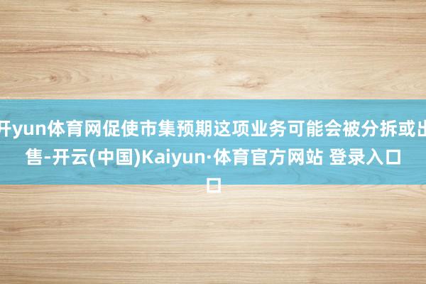 開yun體育網促使市集預期這項業務可能會被分拆或出售-開云(中國)Kaiyun·體育官方網站 登錄入口
