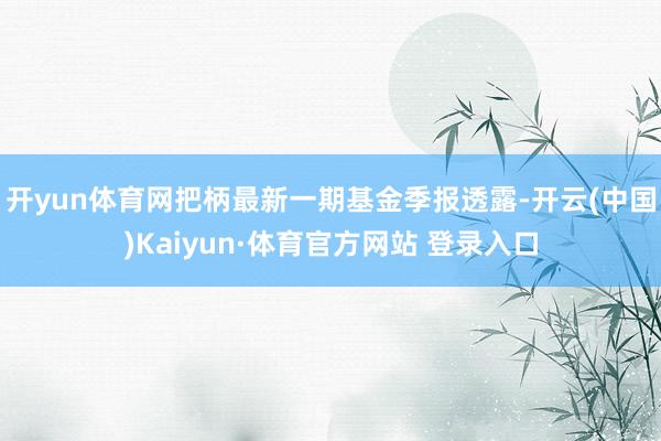開yun體育網(wǎng)把柄最新一期基金季報(bào)透露-開云(中國)Kaiyun·體育官方網(wǎng)站 登錄入口